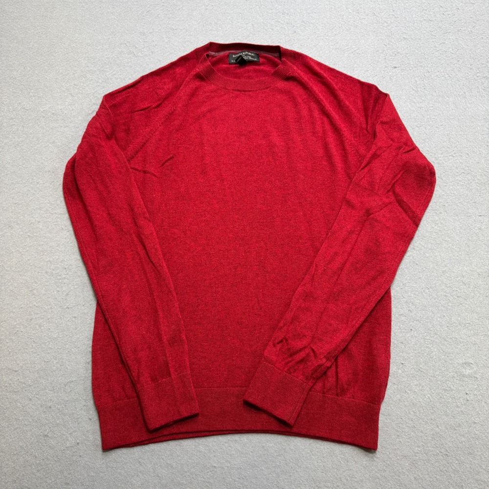 Banana Republic Sweater Men's Small Red Luxe Yarn Ribbed Knit Crewneck Pullover